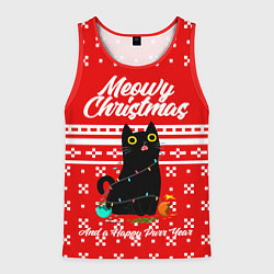 Майка-безрукавка мужская MEOW CHRISTMAS, цвет: 3D-красный