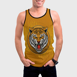 Майка-безрукавка мужская Голова свирепого тигра, цвет: 3D-черный — фото 2