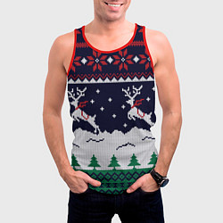 Майка-безрукавка мужская СВИТЕР С ОЛЕНЯМИ DEER SWEATER, цвет: 3D-красный — фото 2