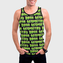 Майка-безрукавка мужская Geometry Dash: Green Pattern Logo, цвет: 3D-черный — фото 2