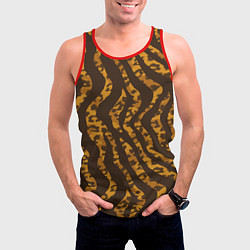 Майка-безрукавка мужская Шкура тигра леопарда гибрид, цвет: 3D-красный — фото 2