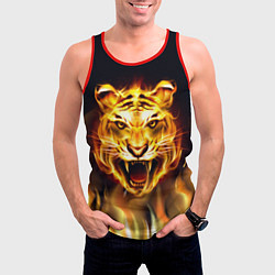 Майка-безрукавка мужская Тигр В Пламени, цвет: 3D-красный — фото 2