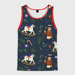 Майка-безрукавка мужская Щелкунчик паттерн с лошадкой, цвет: 3D-красный