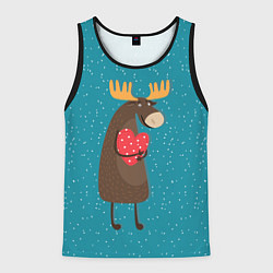 Мужская майка без рукавов Душевный лось с сердцем