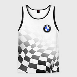 Майка-безрукавка мужская BMW, БМВ СПОРТ, ФИНИШНЫЙ ФЛАГ, цвет: 3D-черный