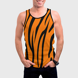 Майка-безрукавка мужская Текстура тиграtiger, цвет: 3D-черный — фото 2