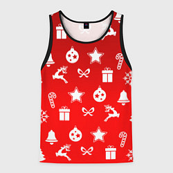 Майка-безрукавка мужская Новогодний узор красный градиент, цвет: 3D-черный