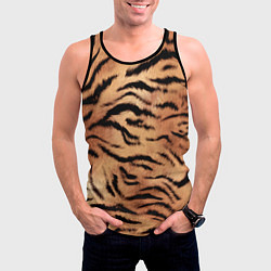 Майка-безрукавка мужская Шкура тигра текстура, цвет: 3D-черный — фото 2