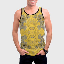 Майка-безрукавка мужская Коллекция Фрактальная мозаика Желтый на черном 573, цвет: 3D-черный — фото 2