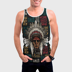 Майка-безрукавка мужская Эхо прошлого индеец, цвет: 3D-белый — фото 2