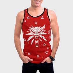 Майка-безрукавка мужская КРАСНЫЙ СВИТЕР ВЕДЬМАК НОВОГОДНИЙ, цвет: 3D-черный — фото 2