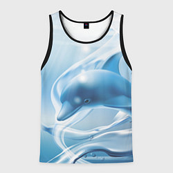 Майка-безрукавка мужская Дельфин в лазурном океане, цвет: 3D-черный