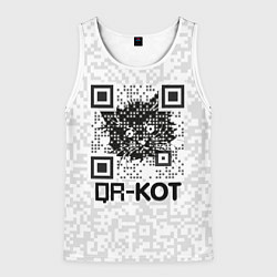 Майка-безрукавка мужская QR код котик, цвет: 3D-белый