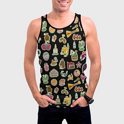 Майка-безрукавка мужская Россия и СССР паттерн, цвет: 3D-черный — фото 2