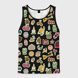 Майка-безрукавка мужская Россия и СССР паттерн, цвет: 3D-черный