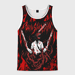 Мужская майка без рукавов Человек бензопила в крови Chainsaw Man