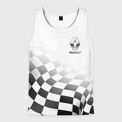 Майка-безрукавка мужская Renault, Рено Финишный флаг, цвет: 3D-белый
