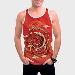 Майка-безрукавка мужская Красно-огненный дракон, цвет: 3D-белый — фото 2