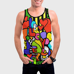 Майка-безрукавка мужская Romero Britto - love you, цвет: 3D-черный — фото 2