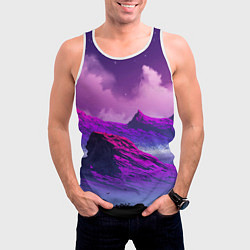 Майка-безрукавка мужская Горы Закат Аниме, цвет: 3D-белый — фото 2