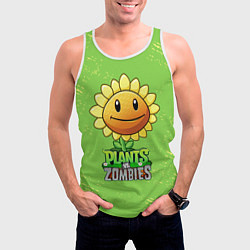Майка-безрукавка мужская Подсолнух Plants vs Zombies, цвет: 3D-белый — фото 2