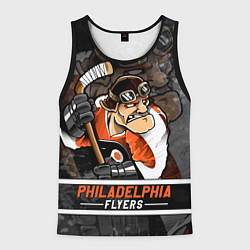Майка-безрукавка мужская Филадельфия Флайерз, Philadelphia Flyers, цвет: 3D-черный
