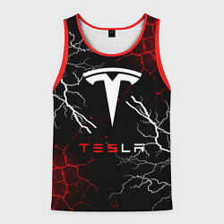 Майка-безрукавка мужская Tesla Трещины с молниями, цвет: 3D-красный