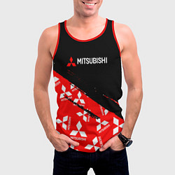 Майка-безрукавка мужская Mitsubishi - Диагональ паттерн, цвет: 3D-красный — фото 2