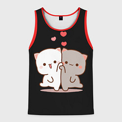 Майка-безрукавка мужская Кошачья любовь навсегда Kitty love forever, цвет: 3D-красный