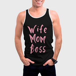 Майка-безрукавка мужская Wife Mom Boss, цвет: 3D-белый — фото 2