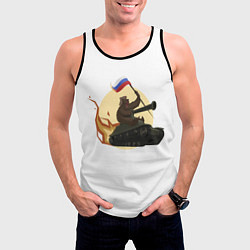 Майка-безрукавка мужская Медведь летит на танке, цвет: 3D-черный — фото 2