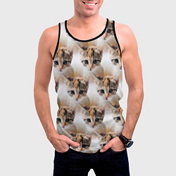 Майка-безрукавка мужская Маленький котенок паттерн, цвет: 3D-черный — фото 2