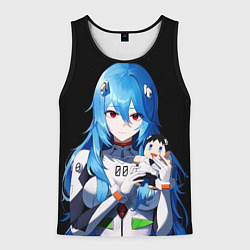 Мужская майка без рукавов Рей Аянами с игрушкой Синдзи Евангелион