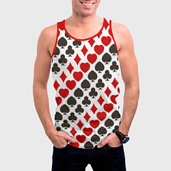 Майка-безрукавка мужская Карточные Масти Card Suits, цвет: 3D-красный — фото 2