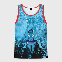 Майка-безрукавка мужская Спортивное плавание Голубая вода, цвет: 3D-красный
