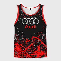 Майка-безрукавка мужская AUDI АУДИ брызги, цвет: 3D-красный