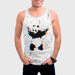 Майка-безрукавка мужская Banksy Panda with guns Бэнкси, цвет: 3D-белый — фото 2