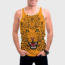Майка-безрукавка мужская Leopard Леопард, цвет: 3D-белый — фото 2