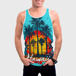 Майка-безрукавка мужская Hawaii Солнце, Пальмы, цвет: 3D-белый — фото 2