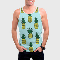 Майка-безрукавка мужская Рисунок ананасов, цвет: 3D-белый — фото 2