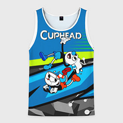 Майка-безрукавка мужская 2 чашечки cuphead, цвет: 3D-белый