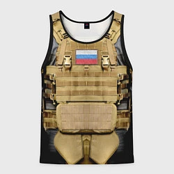 Майка-безрукавка мужская Бронежилет- армия России, цвет: 3D-черный