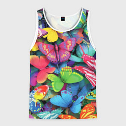 Майка-безрукавка мужская Стая бабочек Pattern, цвет: 3D-белый