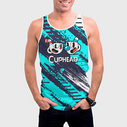 Майка-безрукавка мужская Cuphead две чашечки, цвет: 3D-белый — фото 2