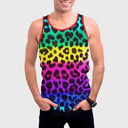 Майка-безрукавка мужская Leopard Pattern Neon, цвет: 3D-красный — фото 2