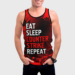 Майка-безрукавка мужская Eat Sleep Counter Strike Repeat Брызги, цвет: 3D-черный — фото 2