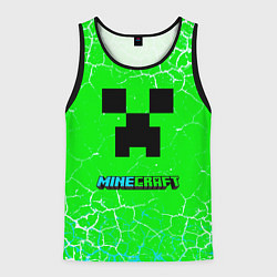 Майка-безрукавка мужская Minecraft зеленый фон, цвет: 3D-черный