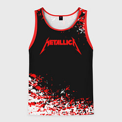 Майка-безрукавка мужская Metallica текстура белая красная, цвет: 3D-красный