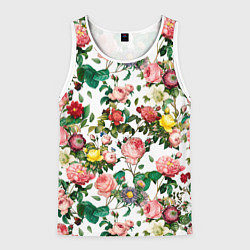 Майка-безрукавка мужская Узор из летних роз Summer Roses Pattern, цвет: 3D-белый