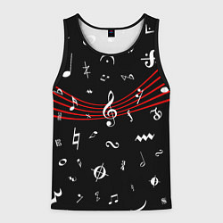 Майка-безрукавка мужская Нотные Знаки с Нотным Станом, цвет: 3D-черный